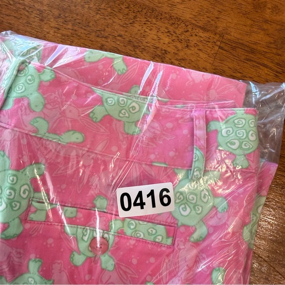 Vintage Lilly Pulitzer "Tortoise and Hare" Pink & Green Turtle Cropped Pants 8 - Picture 8 of 8